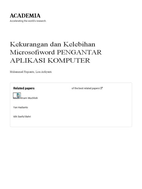 Kekurangan Dan Kelebihan Microsoftword-PENGANTAR APLIKASI KOMPUTER-with ... 