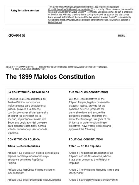 The 1899 Malolos Constitution Official Gazette Of The Republic Of The Philippines Pdf