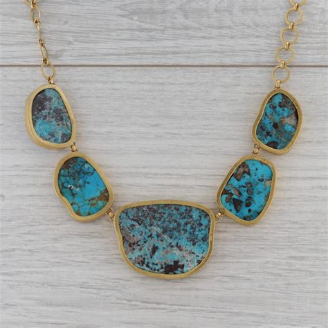 New Nina Nguyen Turquoise Statement Necklace Sterling Gem