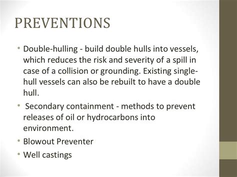 Oil spills prevention