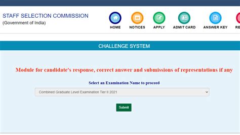 Ssc Cgl Tier Ii Answer Keys Objection Link Activated At Ssc Nic