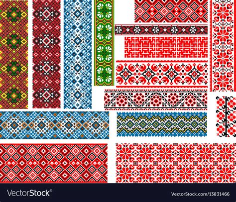 Set patterns for embroidery stitch Royalty Free Vector Image