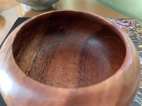 Vintage Koa Wood Bowl Signed Kamaaina Woods Hawaii Honolulu Hand