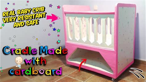 Amazing Crafts How To Make A Real Baby Crib Only With Cardboard Youtube