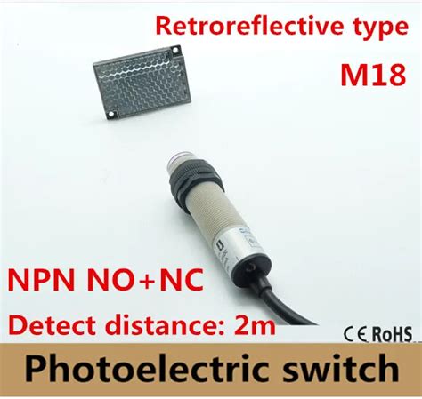 M18 Retroreflective Type NPN NO NC DC 4 Wires Photoelectric Switch