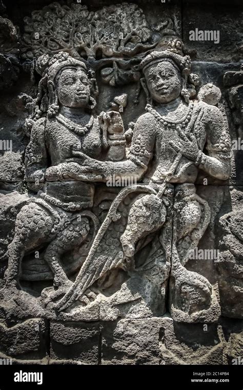 Wall reliefs in Borobudur temple Stock Photo - Alamy