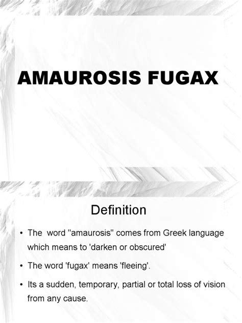 A Comprehensive Review of Amaurosis Fugax: Causes, Symptoms, Diagnosis and Treatment | PDF ...