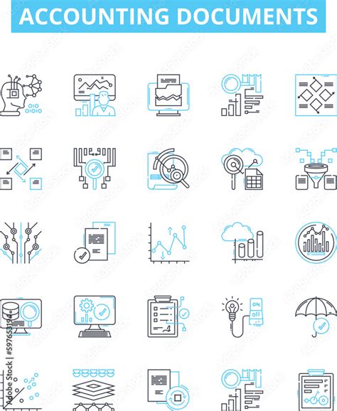 accounting documents vector  icons set accounts vouchers ledgers
