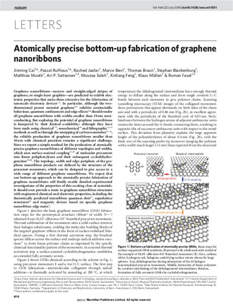 Pdf Atomically Precise Bottom Up Fabrication Of Graphene Nanoribbons