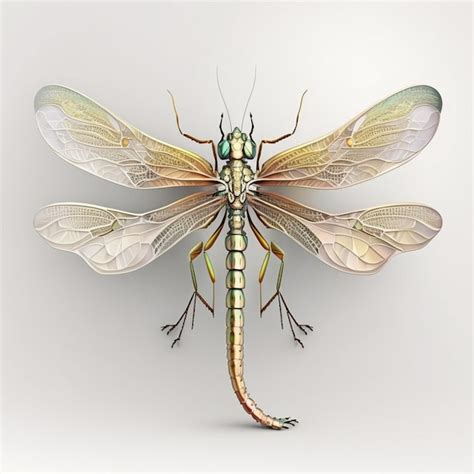 Premium AI Image | A dragonfly with wings that have gold and green on them.