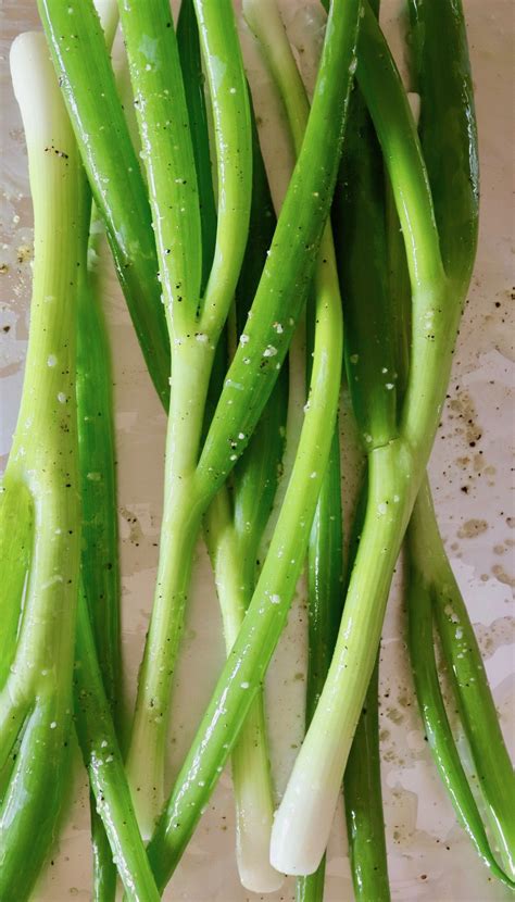 Grilled Green Onions Cooking On The Weekends