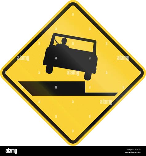 United States MUTCD Road Sign Shoulder Drop Off Stock Photo Alamy