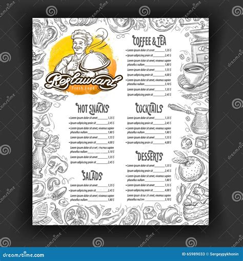 Restaurant Vector Menu Design Template Food Drinks Or Dessert Icons