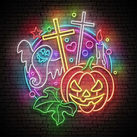 Neon Halloween Cards Collection On Behance