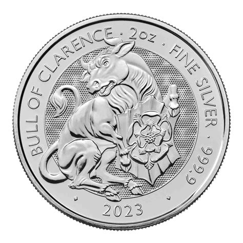 2023 2 Oz 5 GBP UK Silver Tudor Beasts Series Bull Of Clarence Silver