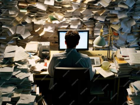 Premium AI Image | Office worker typing furiously on a computer