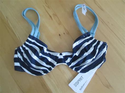 Bikini Oberteil V Esprit Wei Blau Gestreift C Neu Mit Etikett