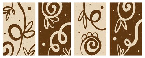 Set Of Stylish Templates With Organic Abstract Shapes And Lines In Nude Colors Pastel