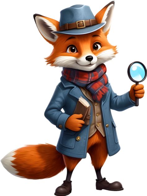 A Friendly Red Fox Wearing A Detective Hat And Scarf Ai Generated