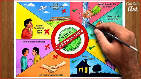 How To Draw Coronavirus Awareness Drawing Covid19 Safety Poster