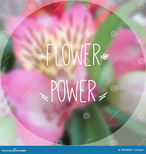 Blurred Photographic Background And Text Flower Power Stock Vector