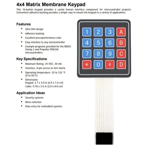 Mke Keypad X Matrix Array Key Membrane Membran Switch Keypad