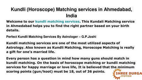 Ppt Kundli Matching Services In Ahmedabad Horoscope Matching