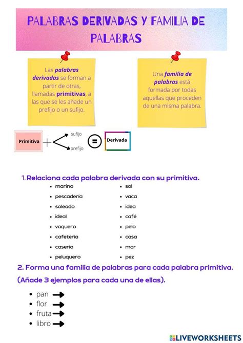 Palabras Derivadas Online Exercise Live Worksheets 43 Off