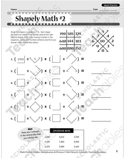 Shapely Math 2 Multiplication And Division Puzzle Printable Worksheets Library