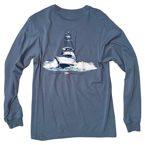 Deep Sea Boat Long Sleeve Pocket T Shirt Slate Paris Texas Apparel Co