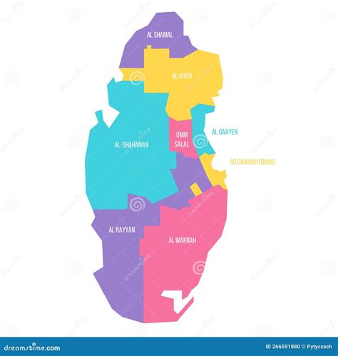 Qatar Political Map Of Administrative Divisions Stock Illustration