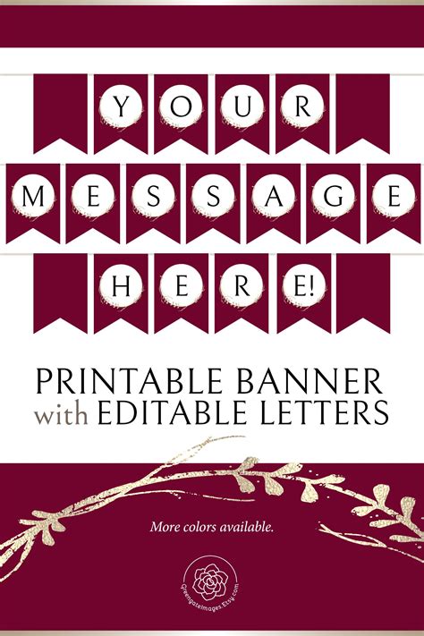 Burgundy Letter Banner Burgundy And Gold Printable Bunting Editable