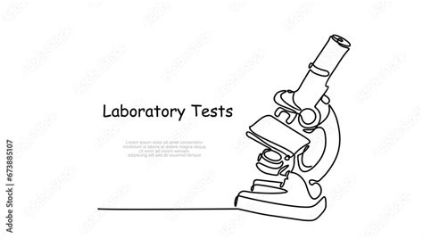 Continuous One Line Drawing Of Microscope Laboratory Laboratory Tests