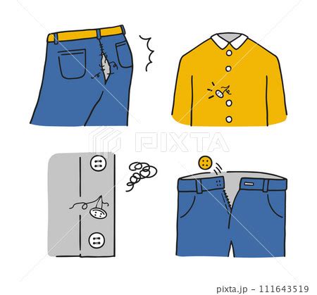 ボタンが取れた 傷のある 服のイラスト素材 [111643519] - PIXTA