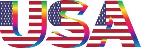 USA Flag Typography Rainbow No Background - Openclipart