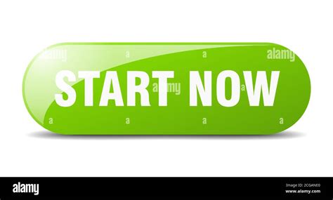 Start Now Button Rounded Glass Sign Sticker Banner Stock Vector