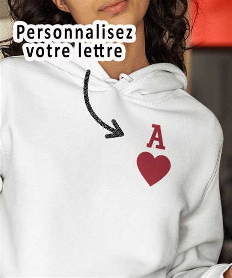 Sweat Capuche Coeur initiale personnalisé