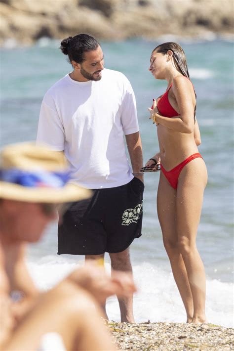 Thylane Blondeau In A Red Bikini On The Beach In South Of France 13