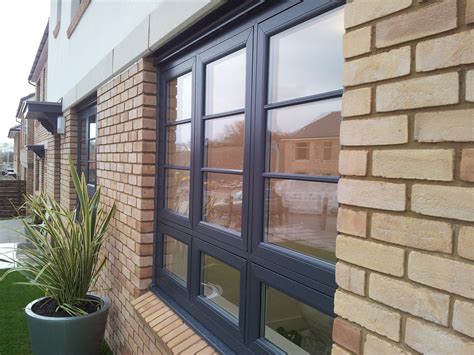Grey upvc windows, modern and contemporary style flush sash. | Casement