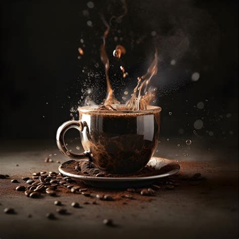 Premium AI Image A Cup Of Coffee With A Splash Of Liquid Coming Out