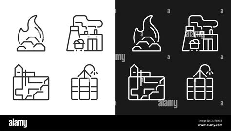 Coal Processing Pixel Perfect Linear Icons Set For Dark Light Mode