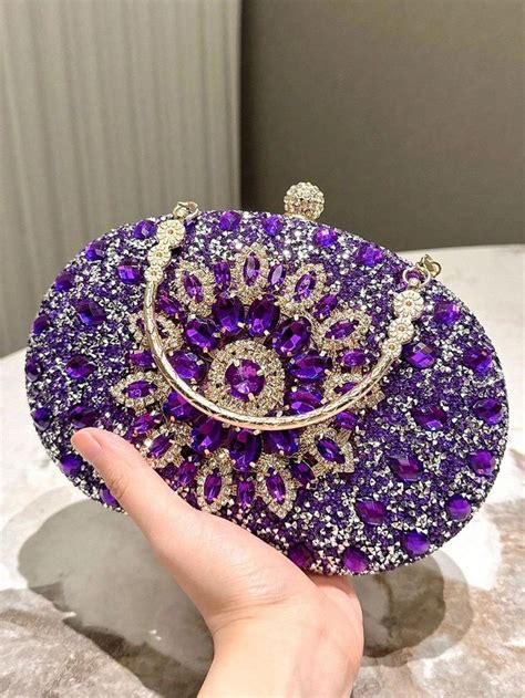 bird  bag sparkling luxury purple handbag clutch  womens formal