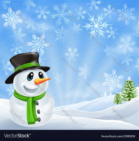 Christmas snowman scene Royalty Free Vector Image