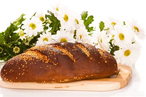 Bread loaf with flowers stock image. Image of grain, seeds - 12207013