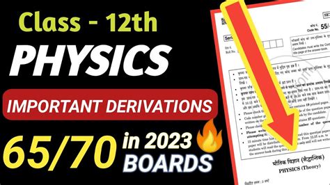 Class 12 Physics All Derivation L Chapterwise Important Derivation For Board 2022 23 Youtube