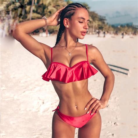 Jual Preorder Anadzhelia Sexy Lotus Leaf Bikinis Women Swimsuit Brazilian Bikini Set Beach