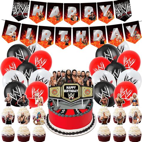 Buy Wwe Party Supplies Birthday Balloons Cake Toppers Banners Wwe Party