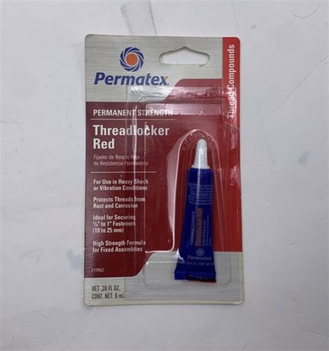 Permatex Permanent Strength Threadlocker Red Ml Tube For Sale