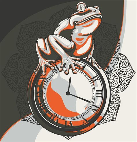 Ilustraci N De Rana Sentada En El Reloj Vector Premium