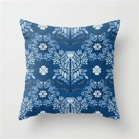 Buy Classic Blue Damask Throw Pillow By Samanthadolan Worldwide